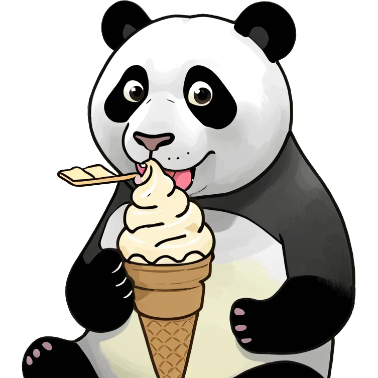Panda eating ice cream emoji