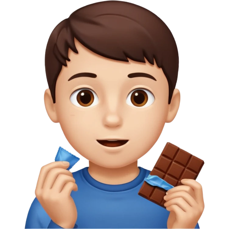 boy eating chocolate emoji