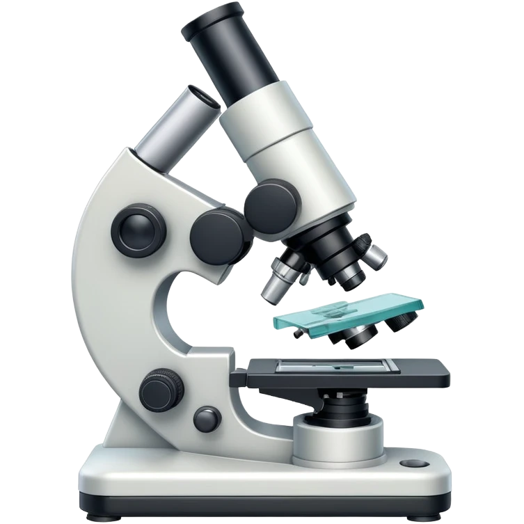 Scientific microscope with specimen slide emoji