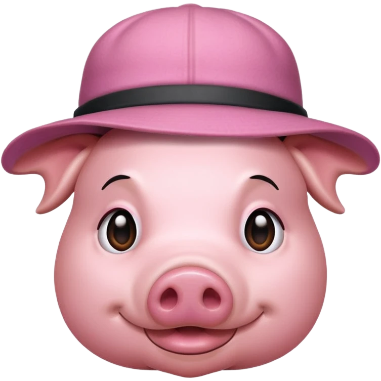pig wear hat, front vỉew emoji