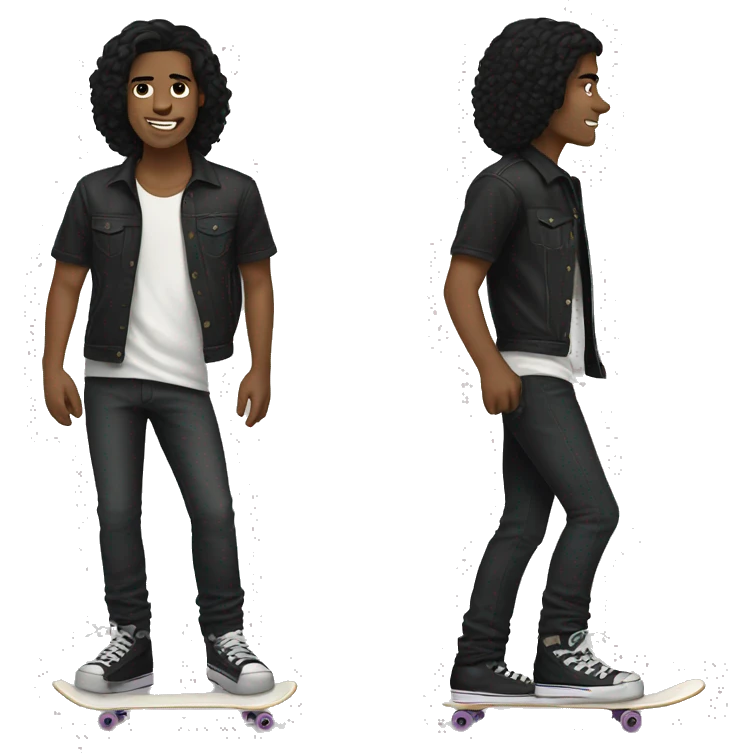 cool skater with black hair emoji