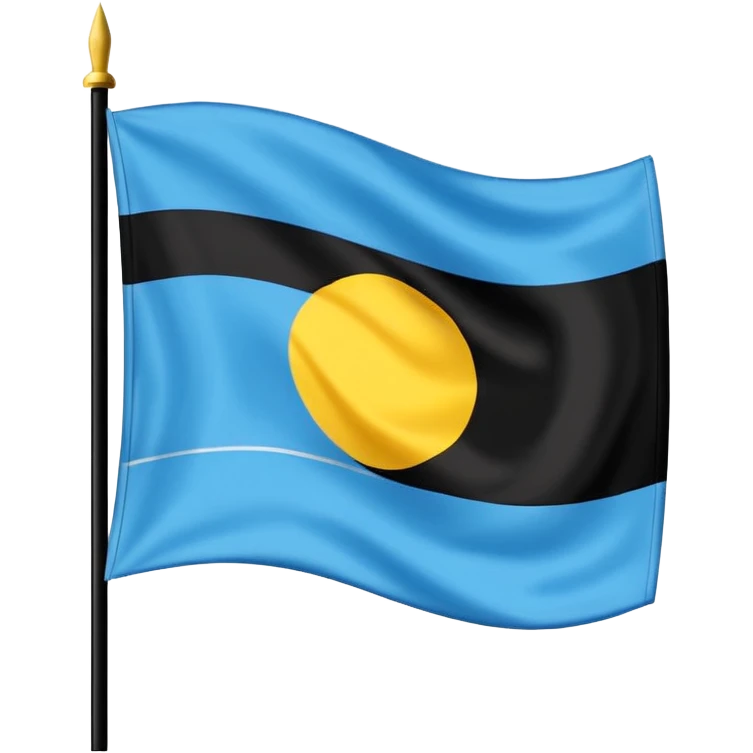 una badera dividida en 2 azul arriba y negro abajo con un sol en el centro y un rayo atravesando el sol de derecha  a izquierda emoji
