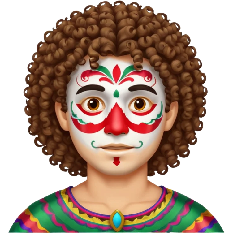 painted face mexican theme, curly hair, male, white emoji