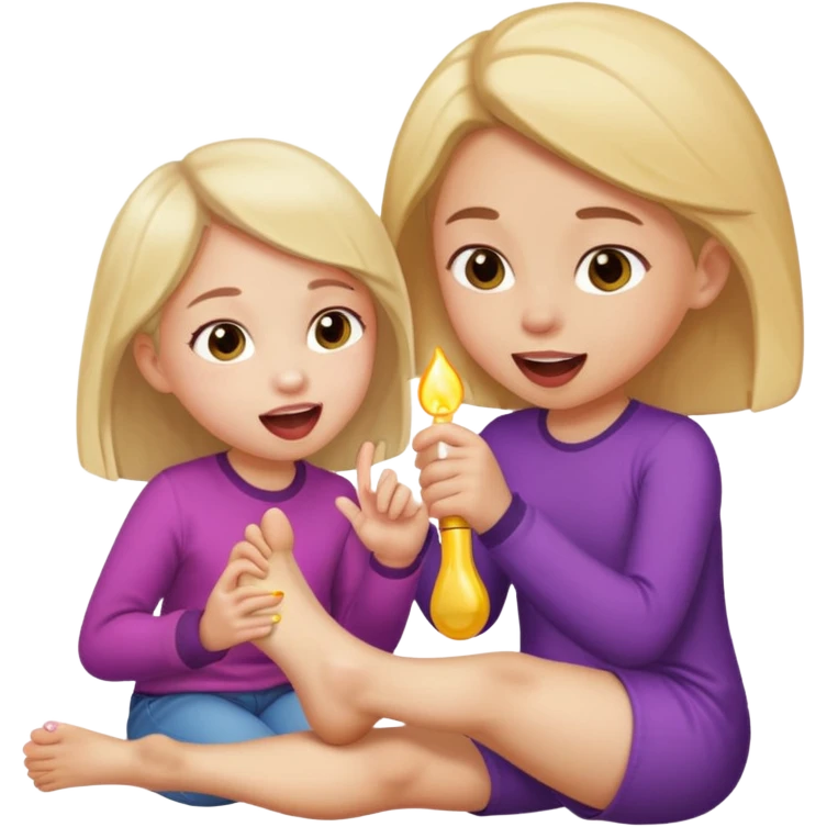 طفل يلعق قدم فتاة emoji