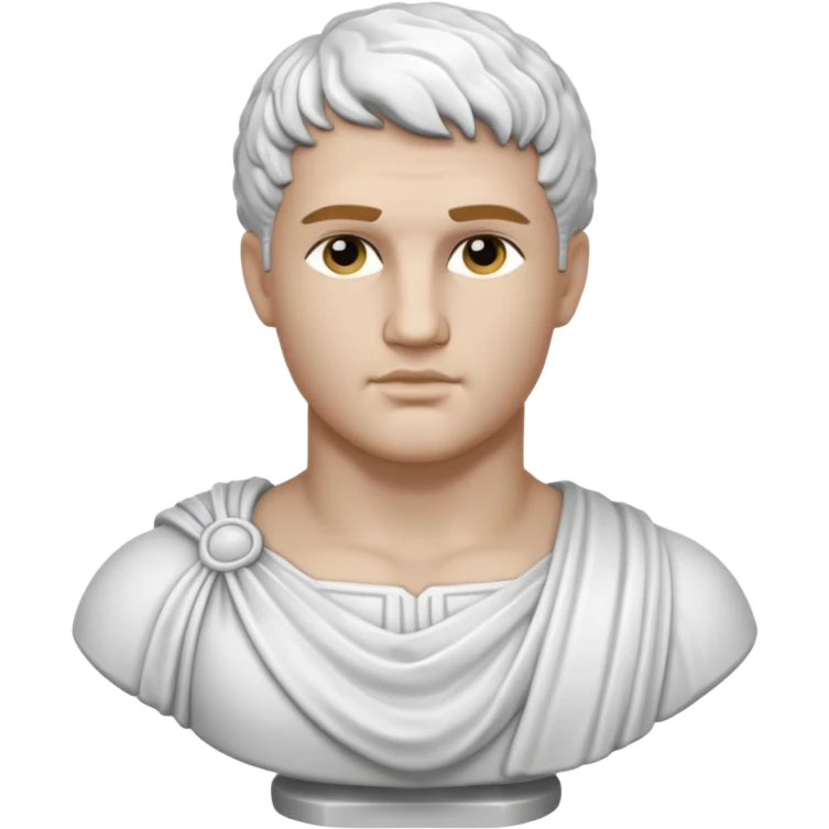 white classical roman bust, hunky,  white stone, no other colours than white emoji