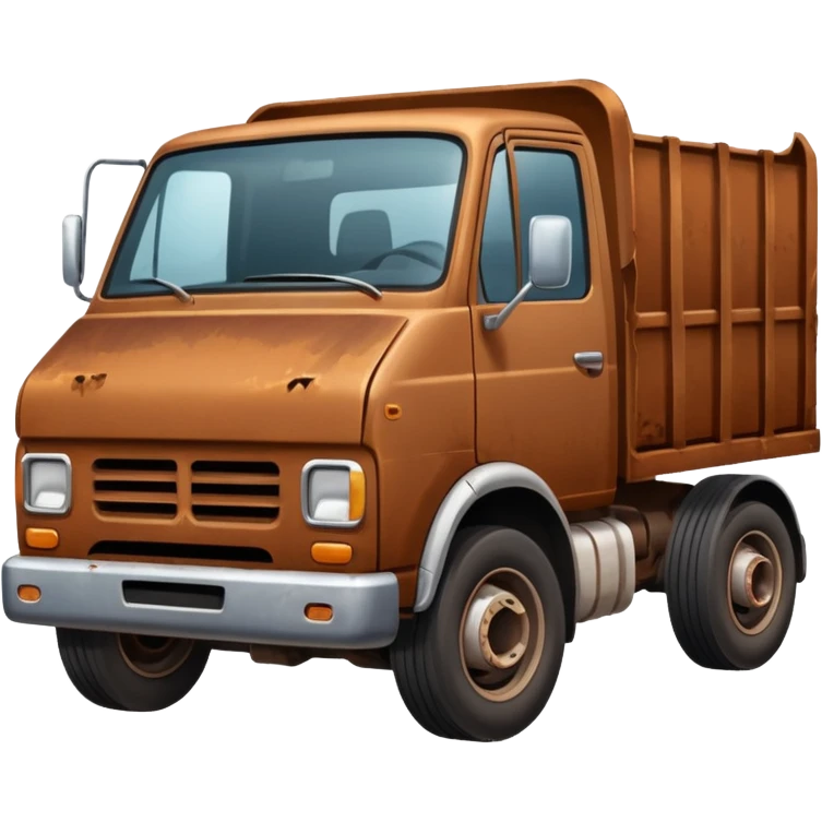 Truck damaged like junkyard with no wheels  emoji