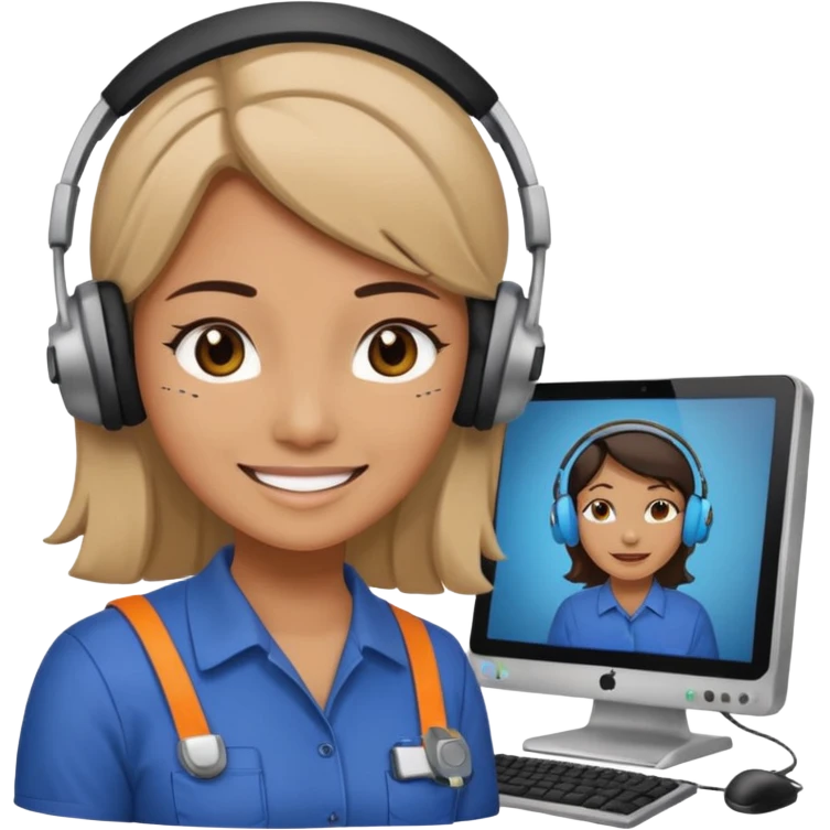 female computer technician fixing damaged computer emoji