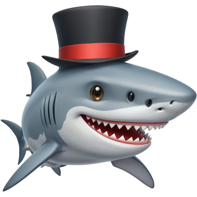 Shark with a top hat emoji