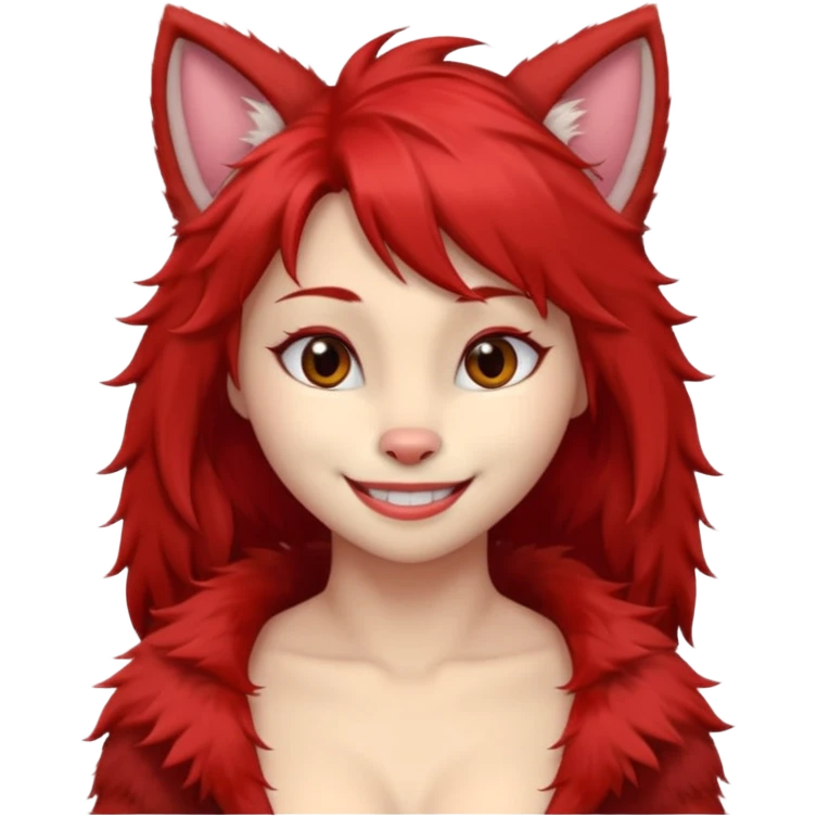 Furry humanoïde pelage rouge femelle poitrine moyenne très sexy emoji