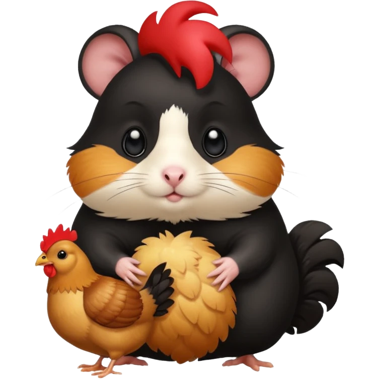 black hamster with chicken emoji