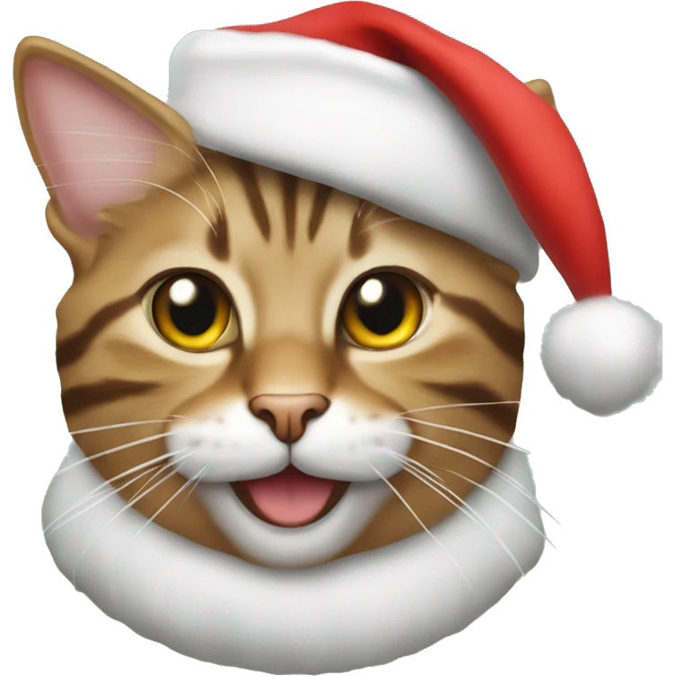 Tabby cat wearing Santa hat emoji