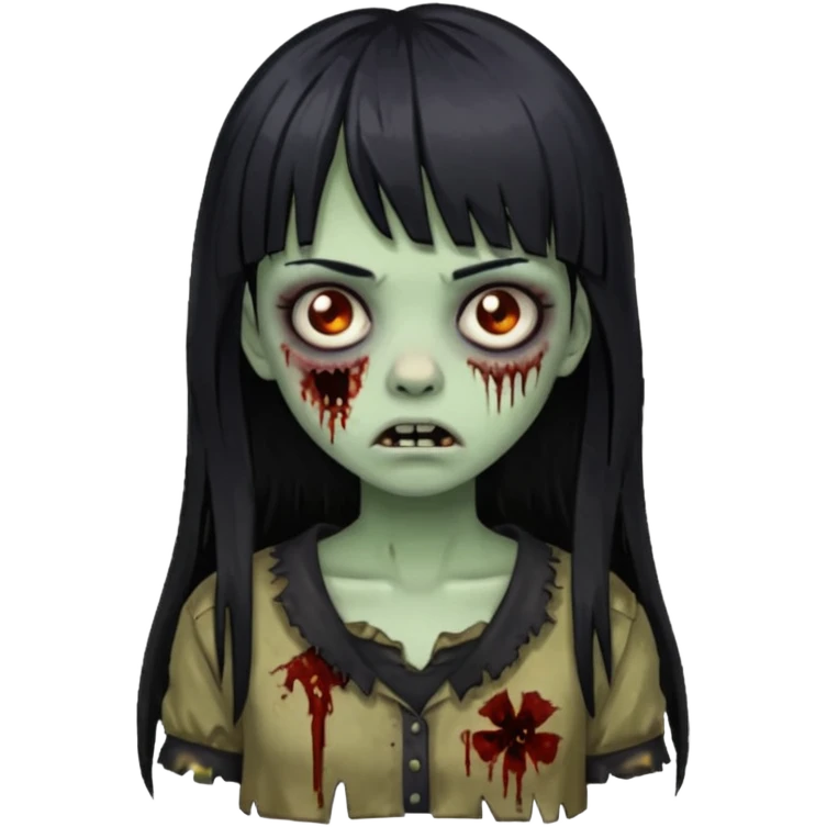 girl zombie with black long hair and bangs emoji