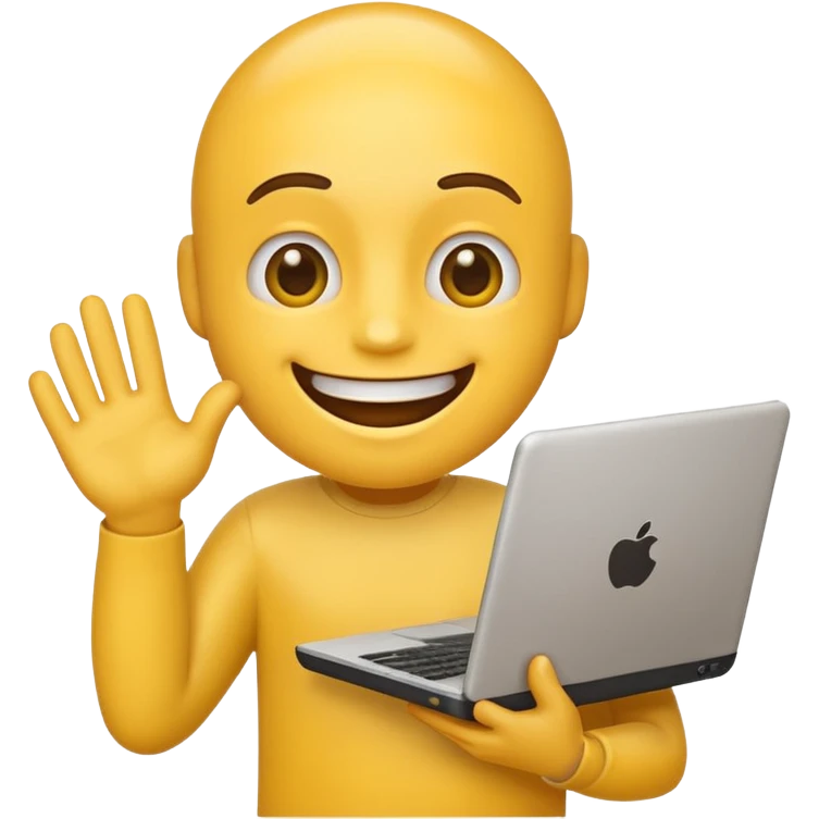 funny emoji with computer in his hands emoji