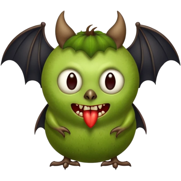 Kiwi fruit with vampire face and bat wings  emoji