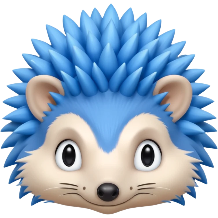 A blue hedgehog with 6 spines only face emoji