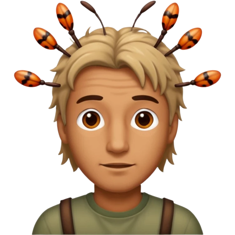 man with bugs in hair emoji