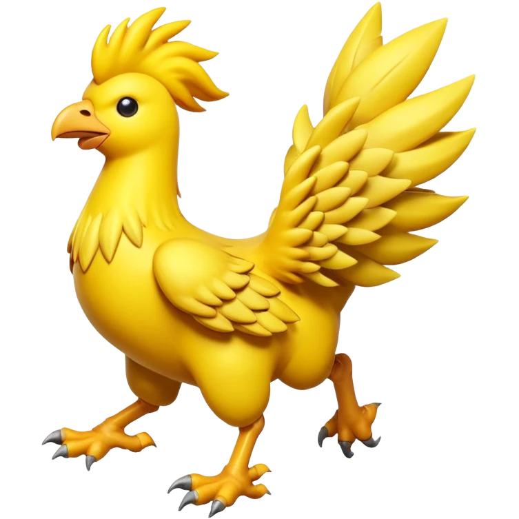 Running chocobo from Final Fantasy, yellow bird in fast motion with legs extended emoji