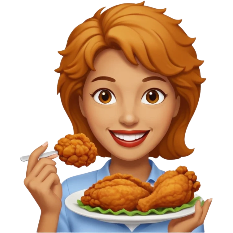 woman eating chicken emoji