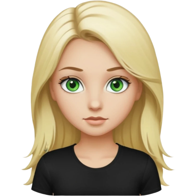 Un fille blonde au yeux vert je veut du mascara sur mais sil je veux un t-shirt blanc moulant et je veux un pantalon noir et les cheveux longs  emoji