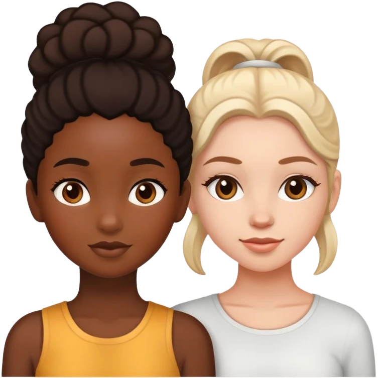 Black girl and white girl being friends  emoji