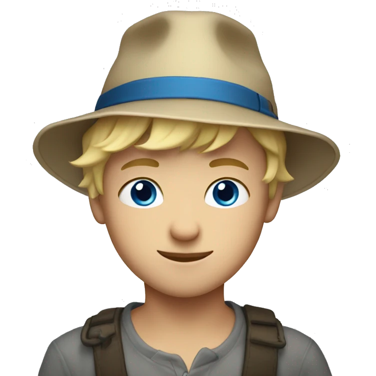 blonde blue eyes boy with a hat off emoji