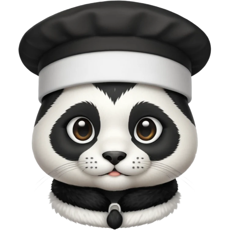 cute panda cat head with white cook hat emoji