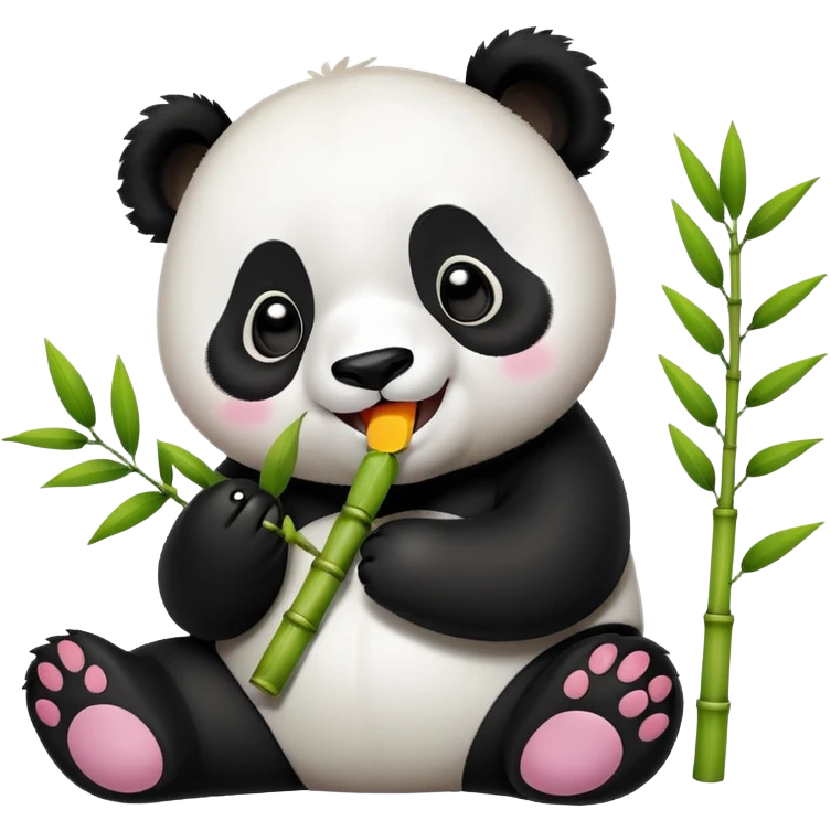 Chengdu Giant Panda Research Base with cute panda, simplified emoji style with bold outlines and bright colors, cartoon style panda with bamboo emoji