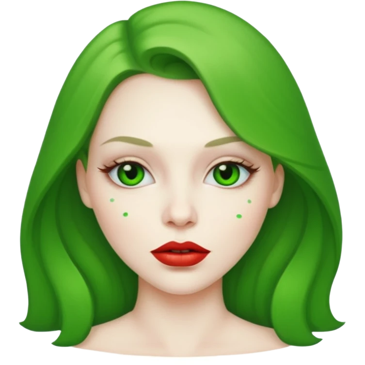 woman with green colored lips emoji