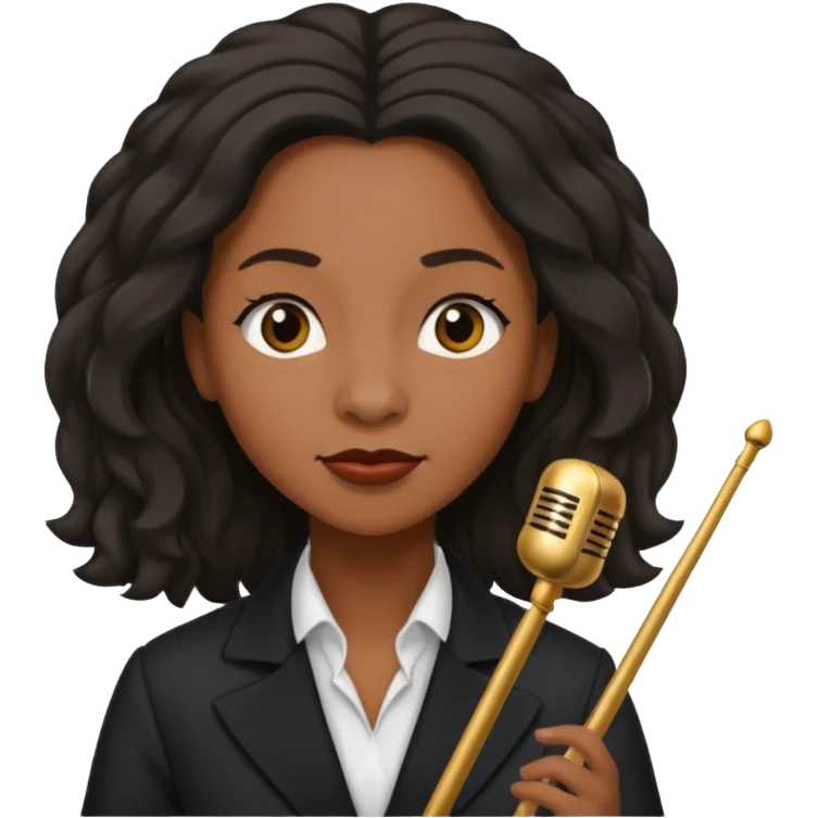 black long haired Female music conductor emoji