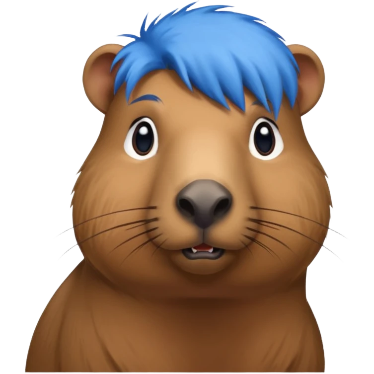 Capybara with blue head hair, standing emoji