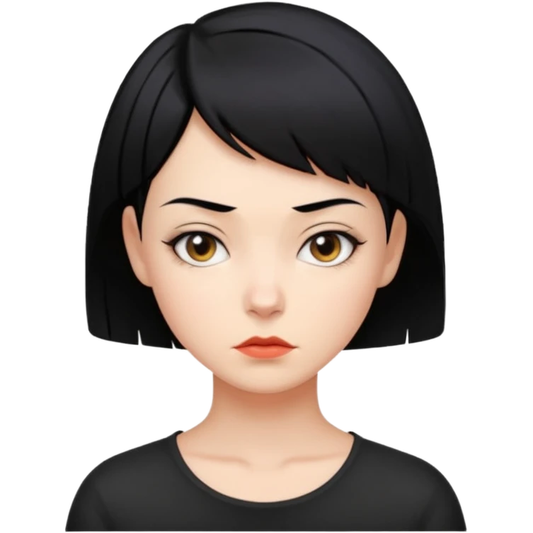 frau freche extreme schwarze Kurzhaarfrisur asynchron emoji