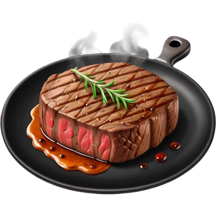Ny stake on a black plate,nice  emoji