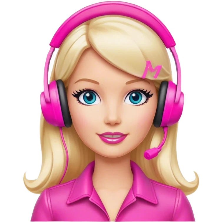 Podcast host Barbie with hot pink headset  emoji
