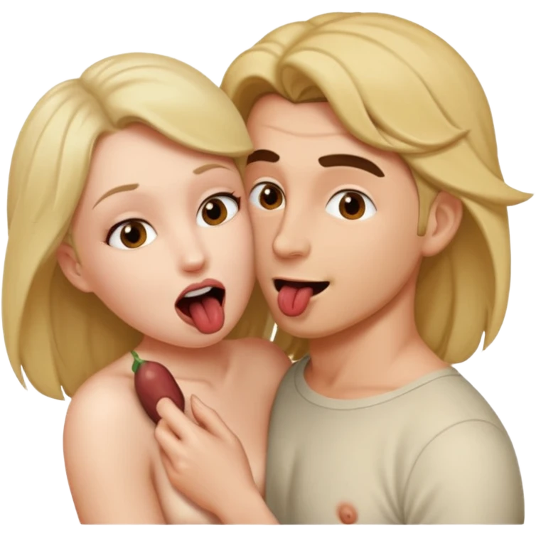 나체의 여성이 남성의 성기를 물고 있다 emoji