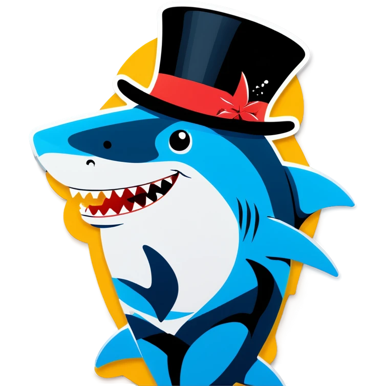Shark with a top hat emoji