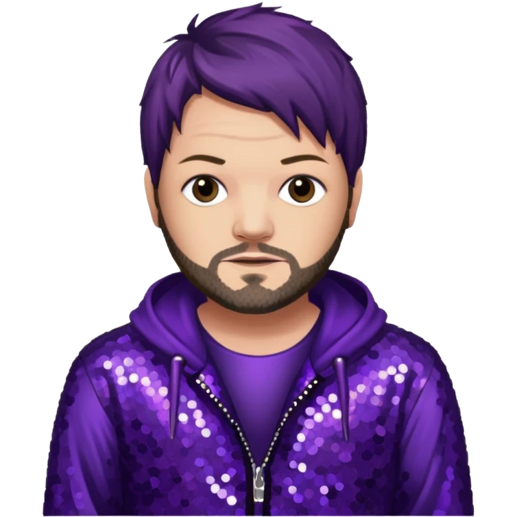 Bam Margera with dark brown hair, dark purple sequin outfit emoji