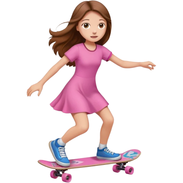 Dinosaur on a skateboard pink dress for girls in  emoji