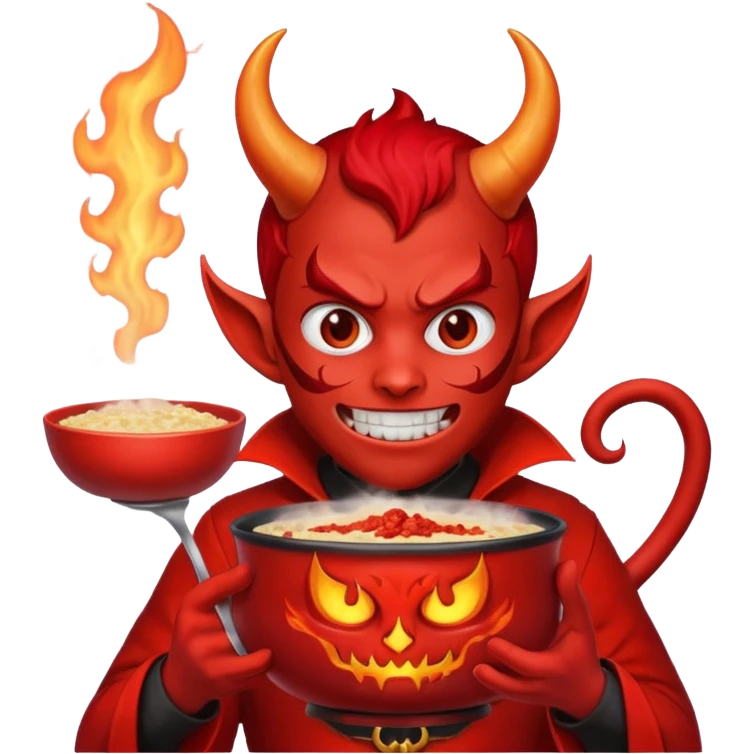 Hot, cereals and devil emoji