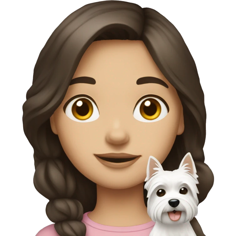 Brunette girl with westie emoji