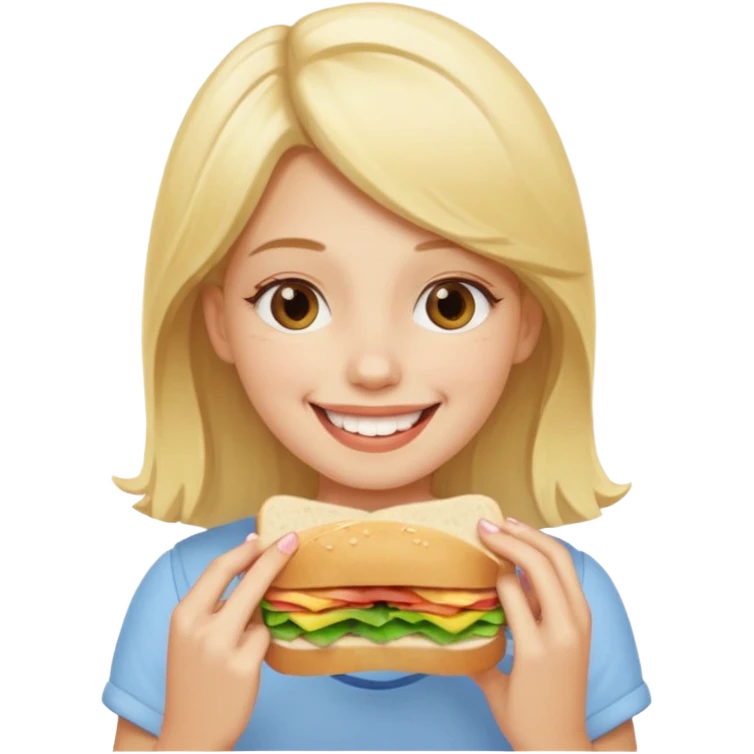 девушка ест сэндвич и он ей нравится emoji