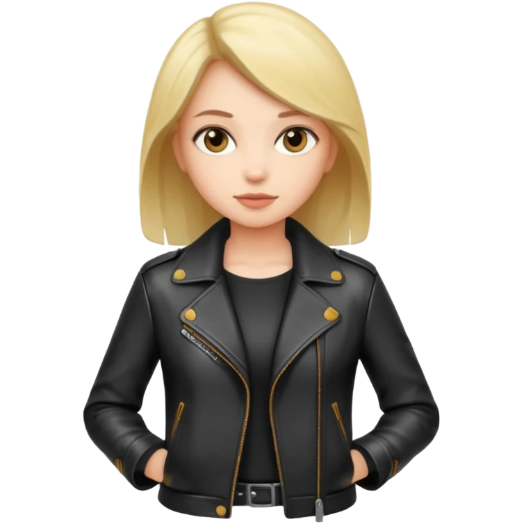 girl in leather jocket, full body emoji