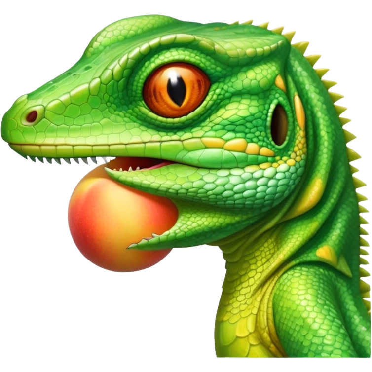 Lizard eating a peach emoji