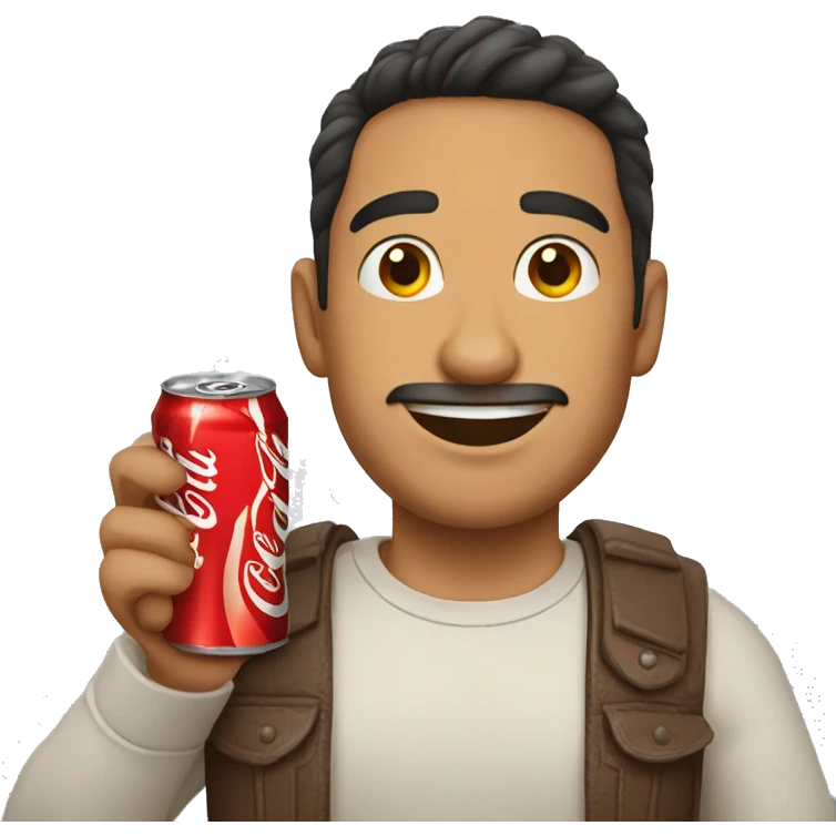 A mexican guy holding coca cola emoji
