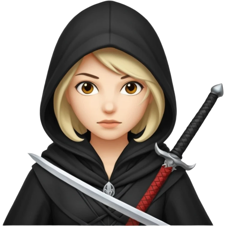 asasin woman with hood and sword emoji