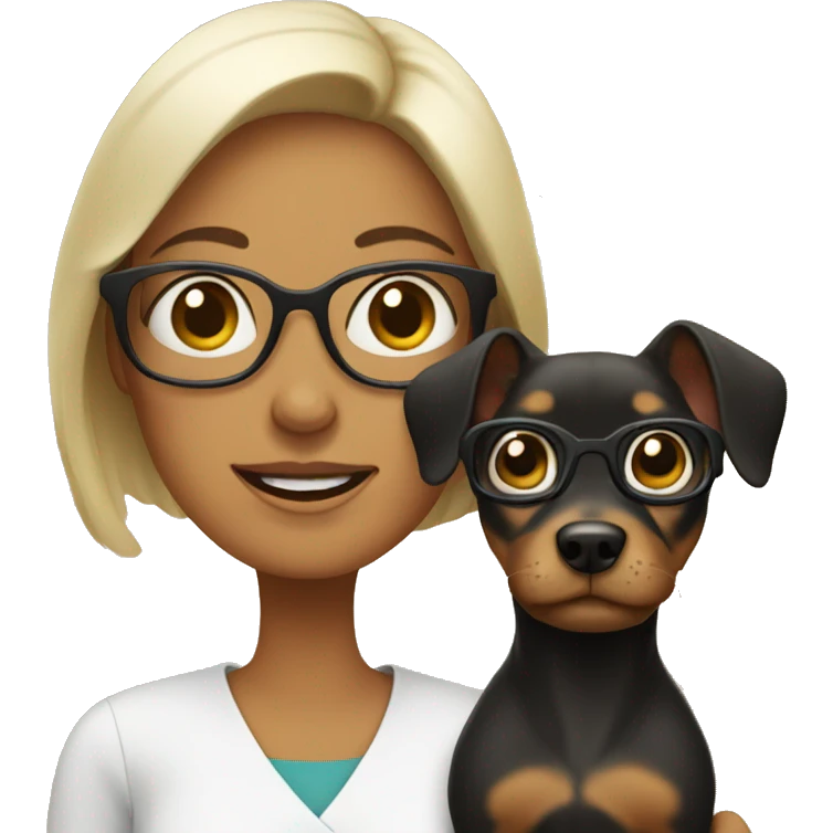 A mom with glasses with a little dog emoji