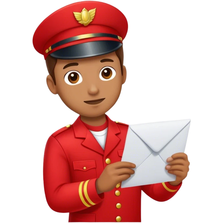 mailman in red uniform holding letter emoji