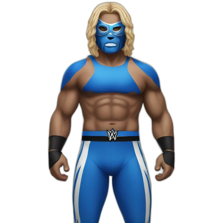 WWE Wrestler with Mask, but his outfit is blue emoji