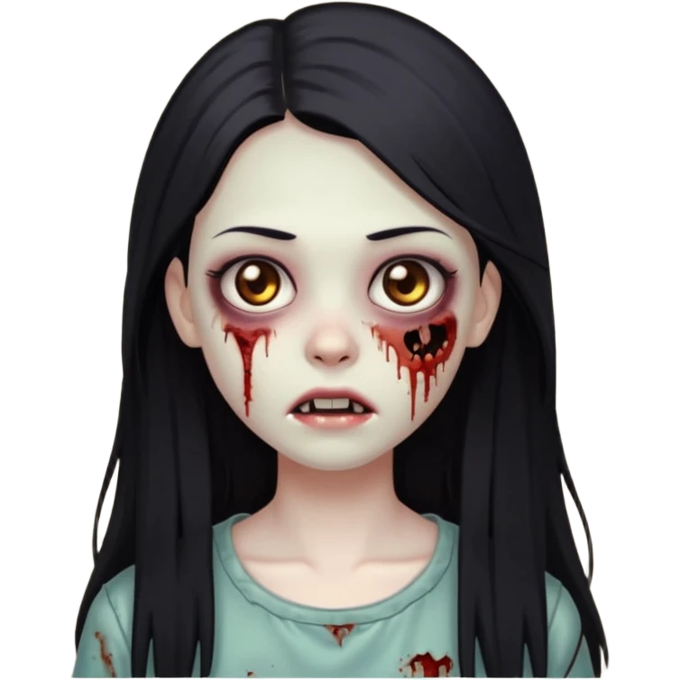 zombie girl with straight long hair and brown eyes emoji