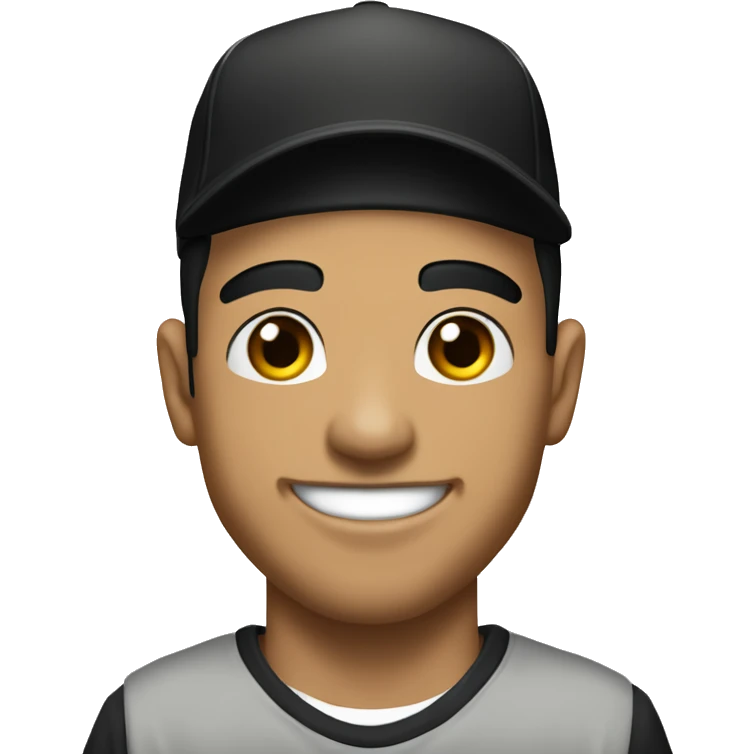 Create a smiley face emoji of Natanael Cano, a young Mexican singer known for "corridos tumbados." He has short black hair, dark brown eyes, and often wears baseball caps and streetwear. He has a relaxed, confident expression. emoji
