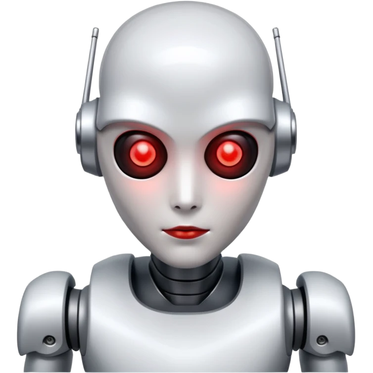 An AI humanoid robot looking evil emoji